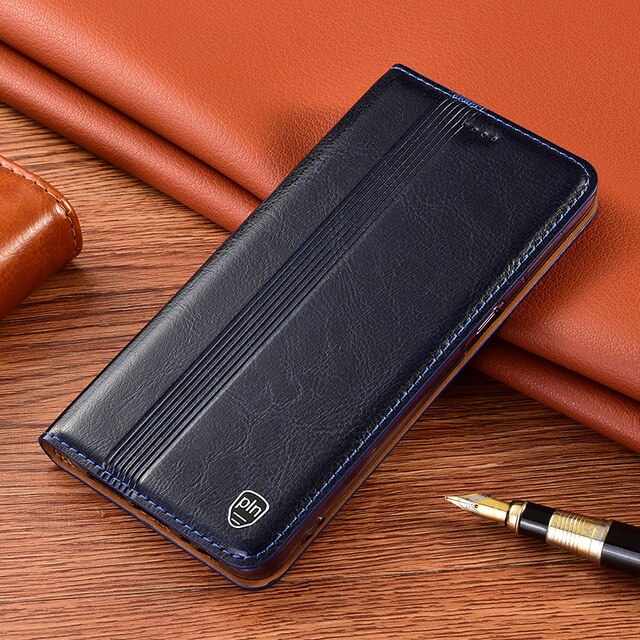 Leather Magnetic Card Pocket Flip Cover