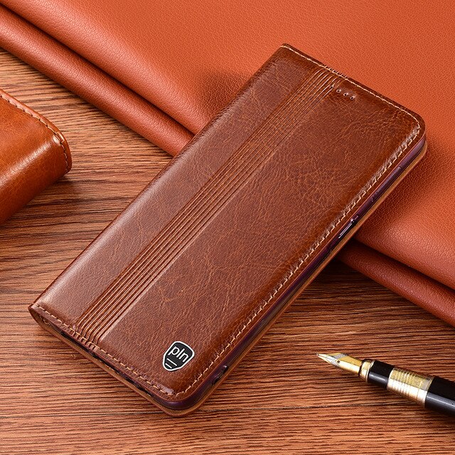 Leather Magnetic Card Pocket Flip Cover