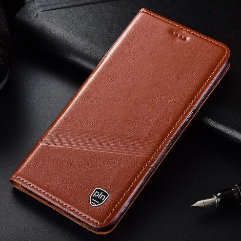 Leather Magnetic Card Pocket Flip Cover