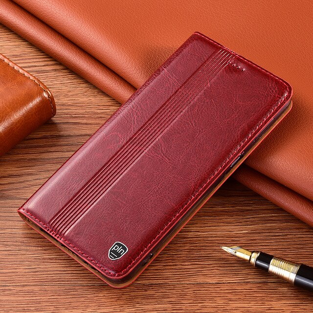 Leather Magnetic Card Pocket Flip Cover