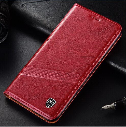 Leather Magnetic Card Pocket Flip Cover