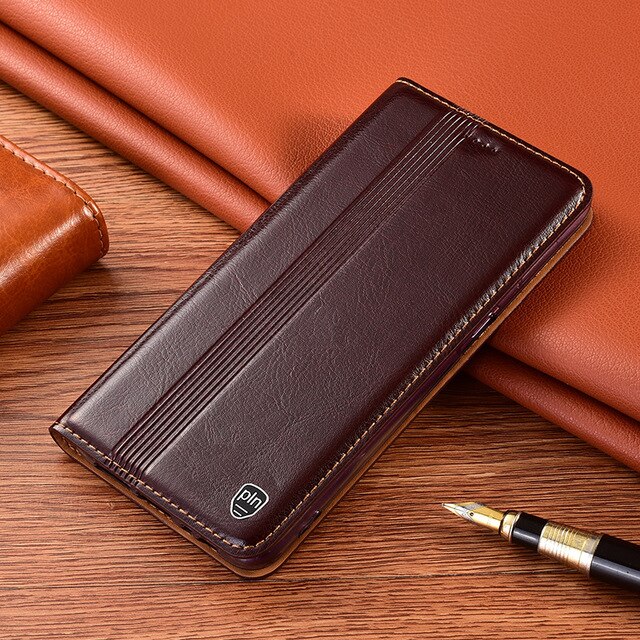 Leather Magnetic Card Pocket Flip Cover