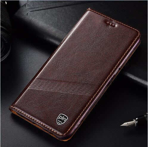 Leather Magnetic Card Pocket Flip Cover